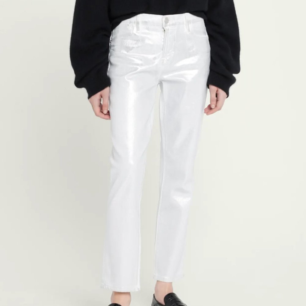 FRAME Le Sylvie Coated High Waist Straight Leg Jeans